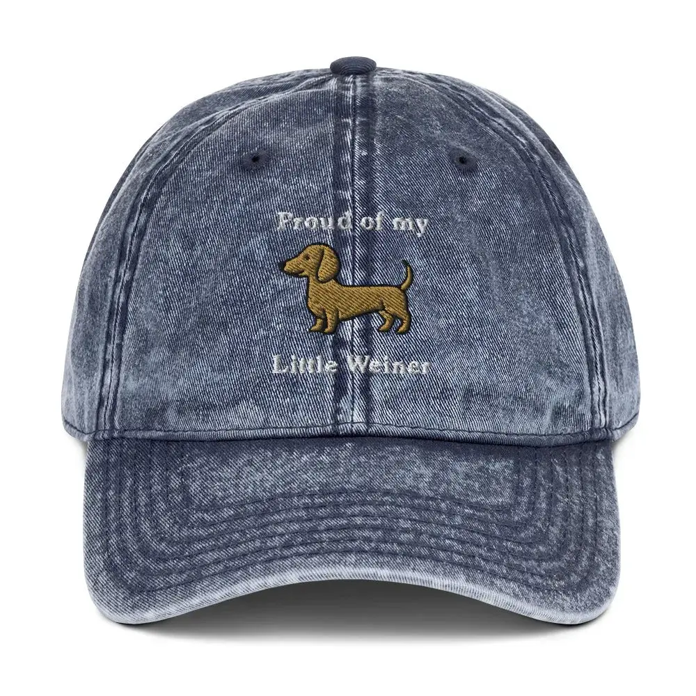 Proud of my little weiner Vintage Cotton Twill Cap - Image 5
