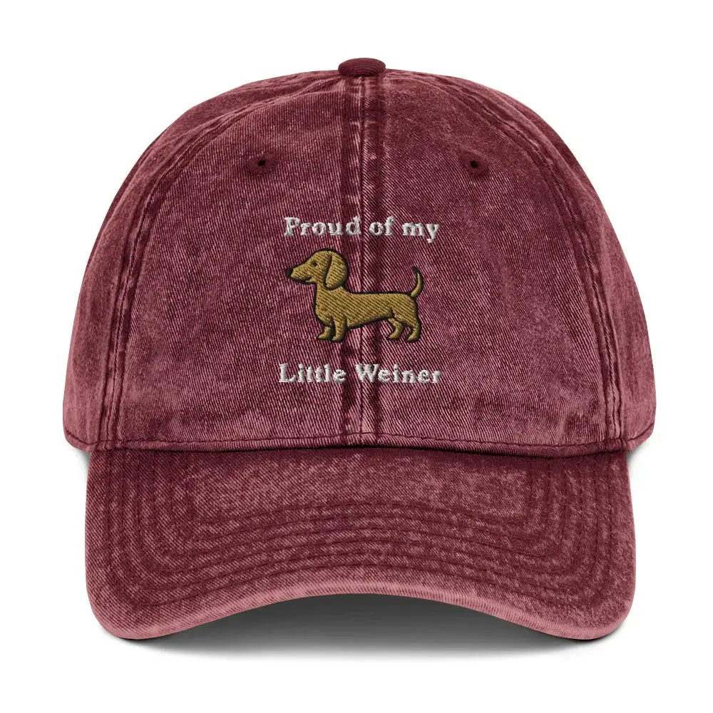 Proud of my little weiner Vintage Cotton Twill Cap - Image 6