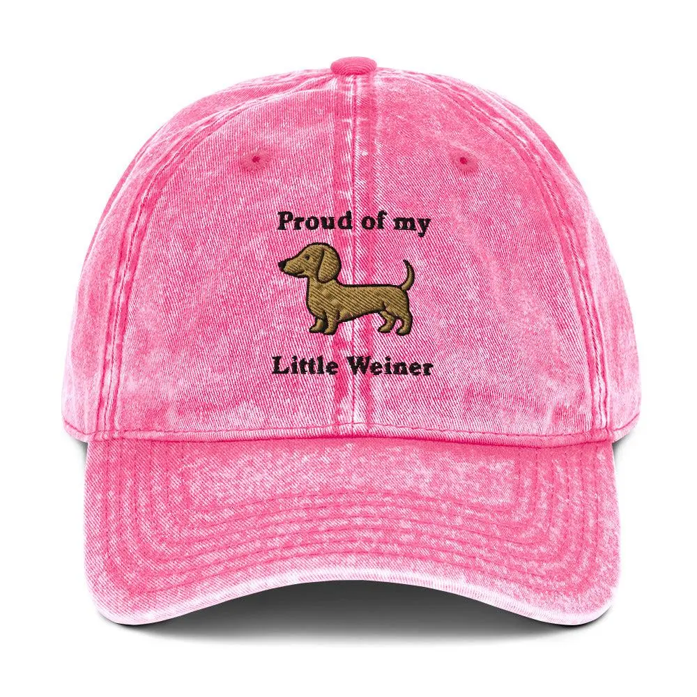 Proud of my little weiner Vintage Cotton Twill Cap - Image 8