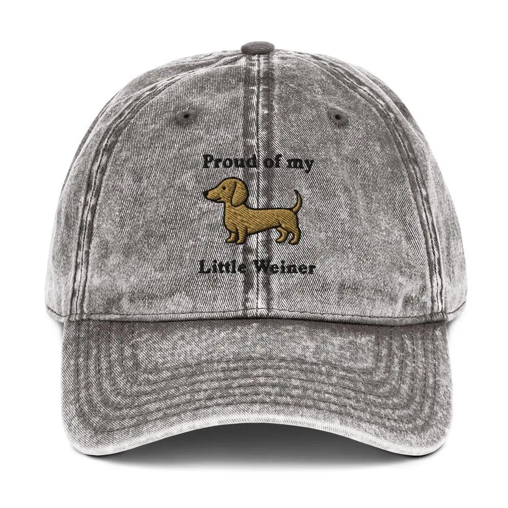 Proud of my little weiner Vintage Cotton Twill Cap - Image 9
