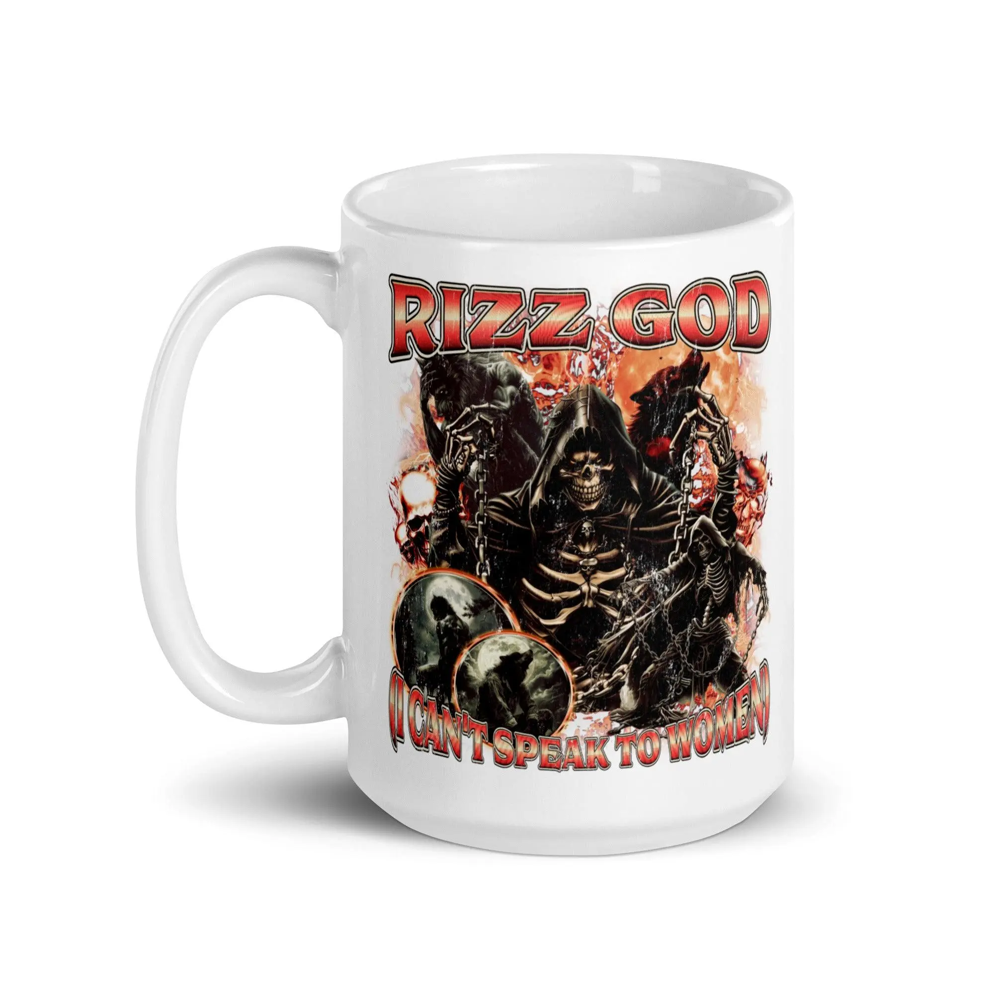 Rizz God I can't speak to women White glossy mug - Image 7