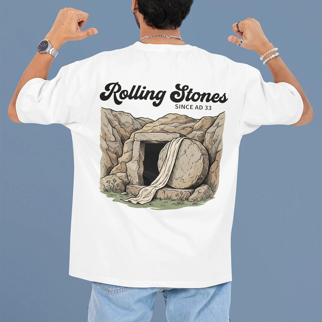 Rolling Stones since AD 33 (Jesus Resurrection) T-Shirt (backprint) - Image 7