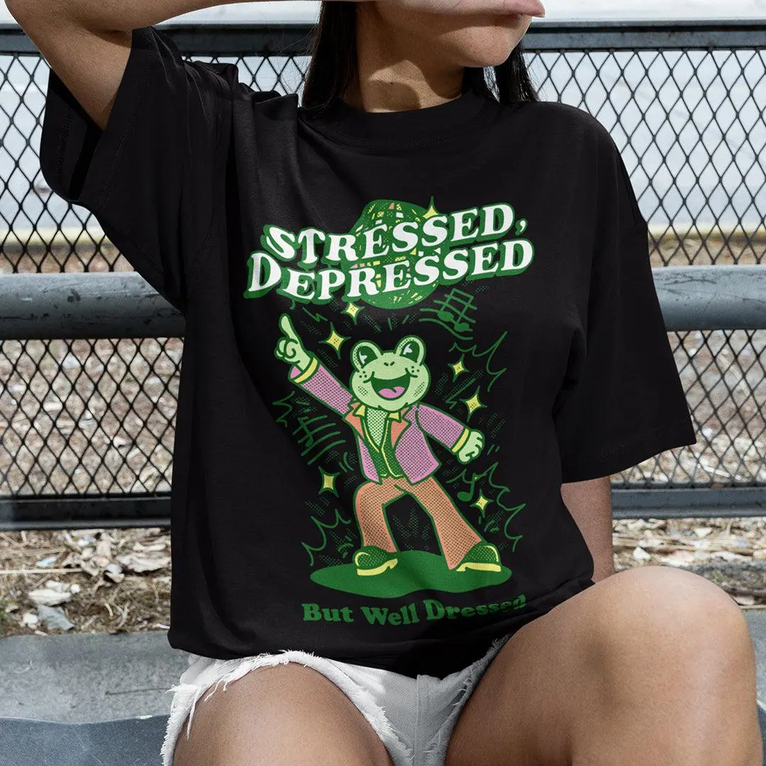 Stressed Depressed but Well Dressed t-shirt - Image 7