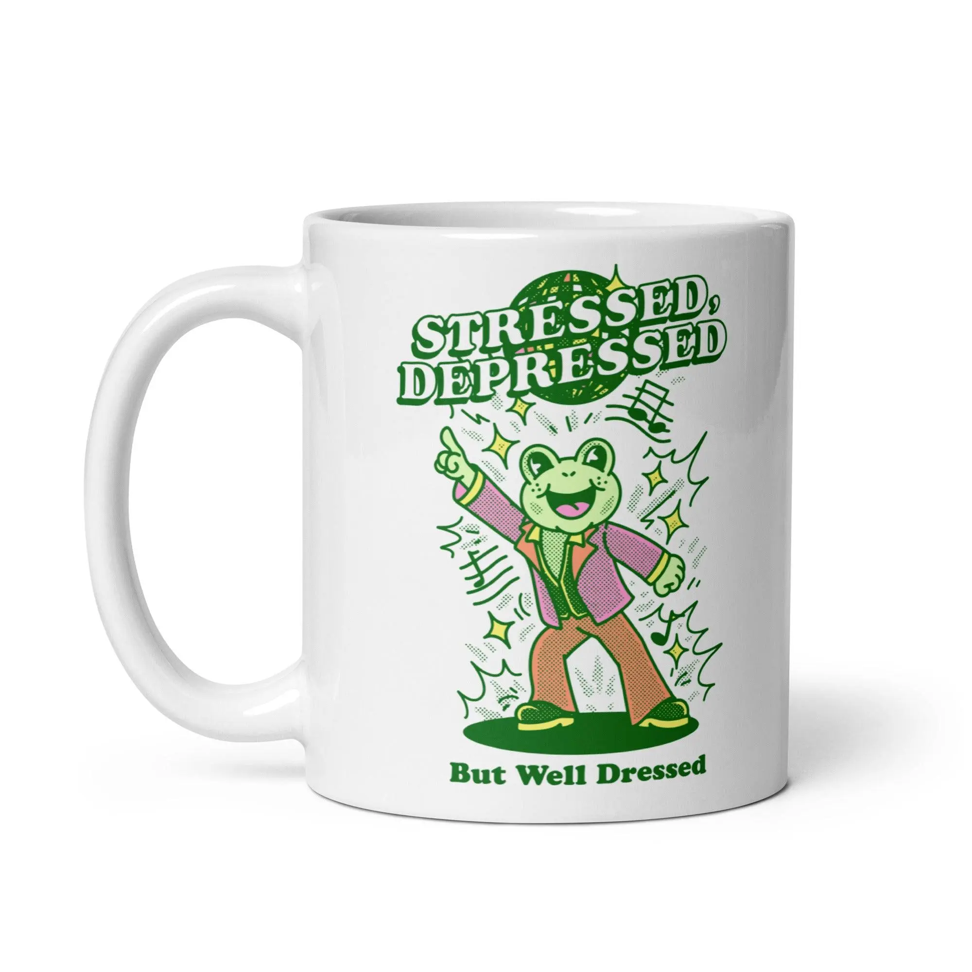 Stressed depressed but well dressed White glossy mug - Image 2