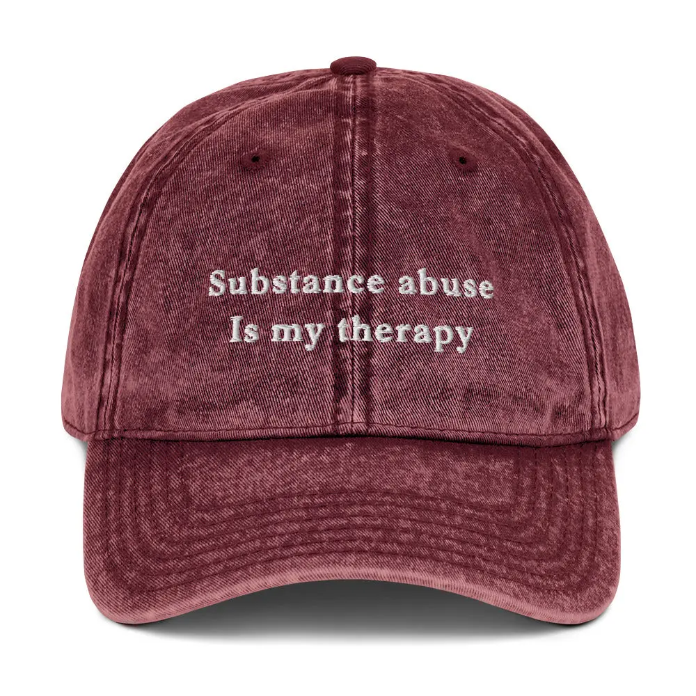 Substance abuse is my therapy Vintage Cotton Twill Cap - Image 7