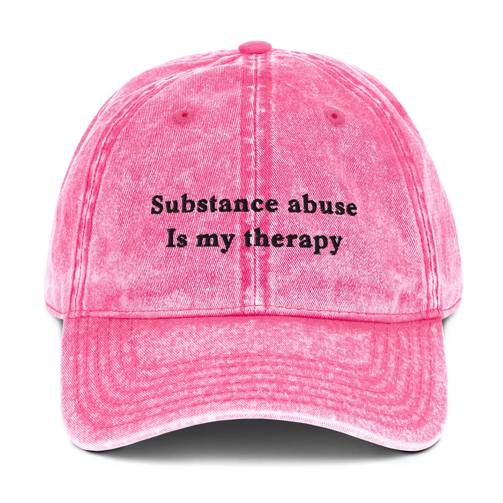 Substance abuse is my therapy Vintage Cotton Twill Cap - Image 9