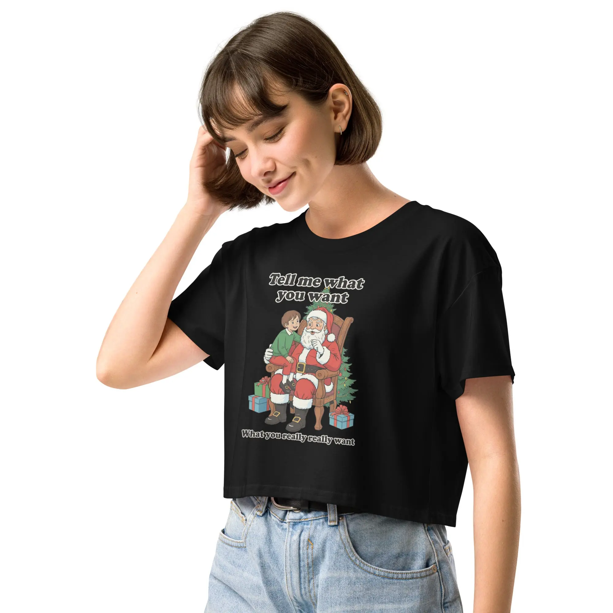 Tell me what you want what you really really want Father Christmas Santa crop top - Image 6