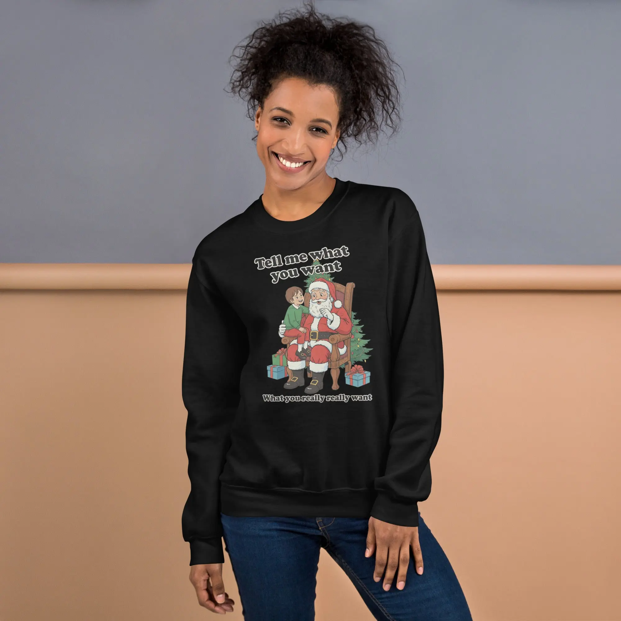 Tell me what you want what you really really want Father Christmas Santa sweatshirt - Image 10