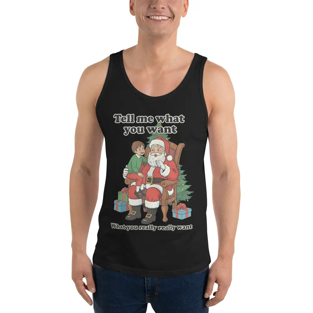 Tell me what you want what you really really want Father Christmas Santa Tank Top - Image 4