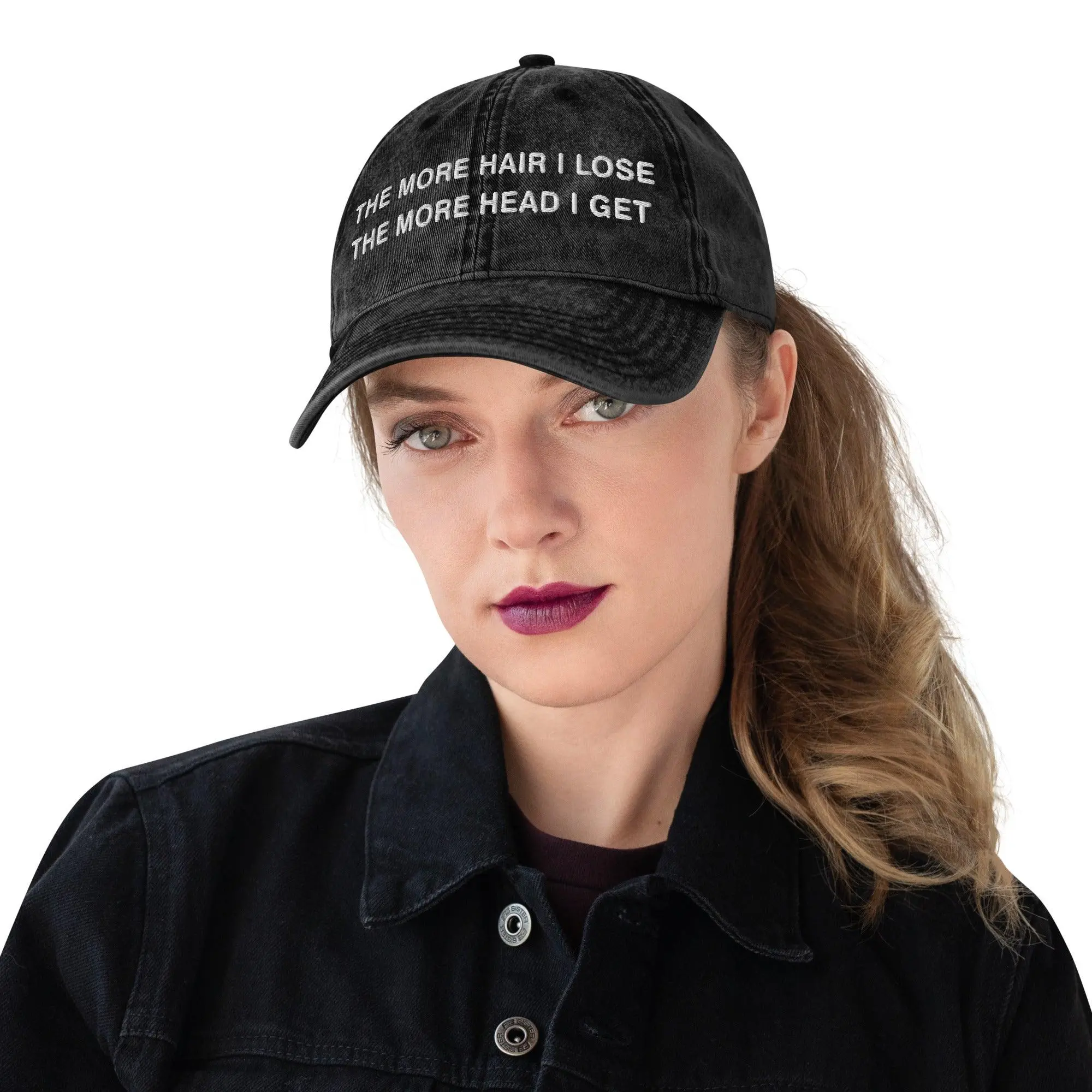 The More Hair I Lose The More Head I Get Vintage Cotton Twill Cap - Image 2