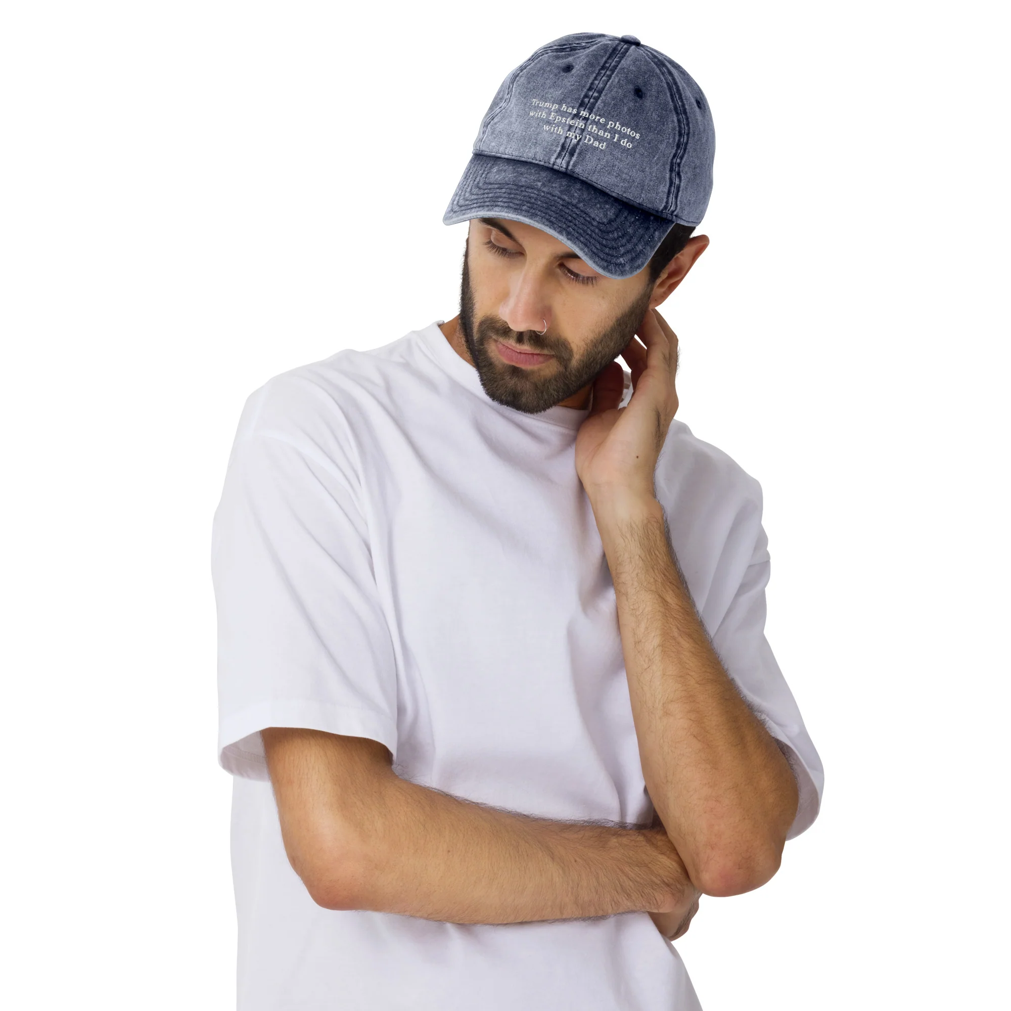 Trump has more photos with Epstein than I do with my Dad Vintage Cotton Twill Cap - Image 2