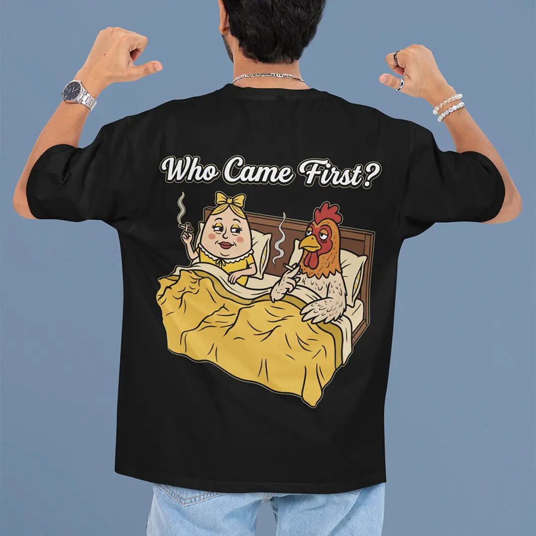 Who came first (the chicken or the egg) T-Shirt (backprint) - Image 7
