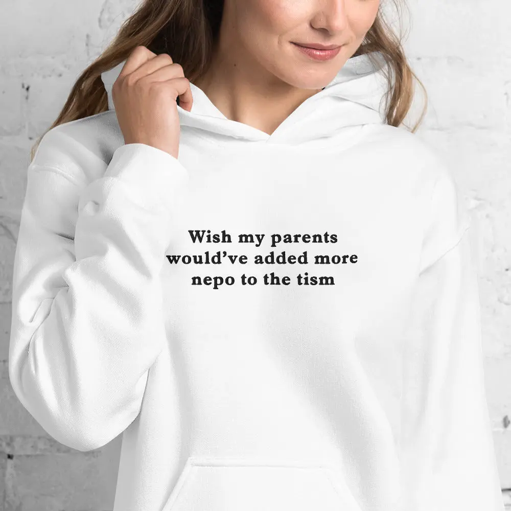 Wish my parents would’ve added more nepo to the tism (embroidered) Hoodie - Image 8