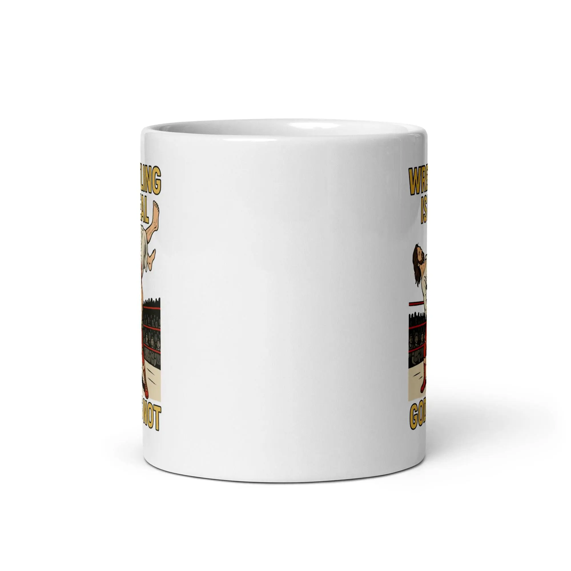 Wrestling is Real God is Not White glossy mug - Image 4