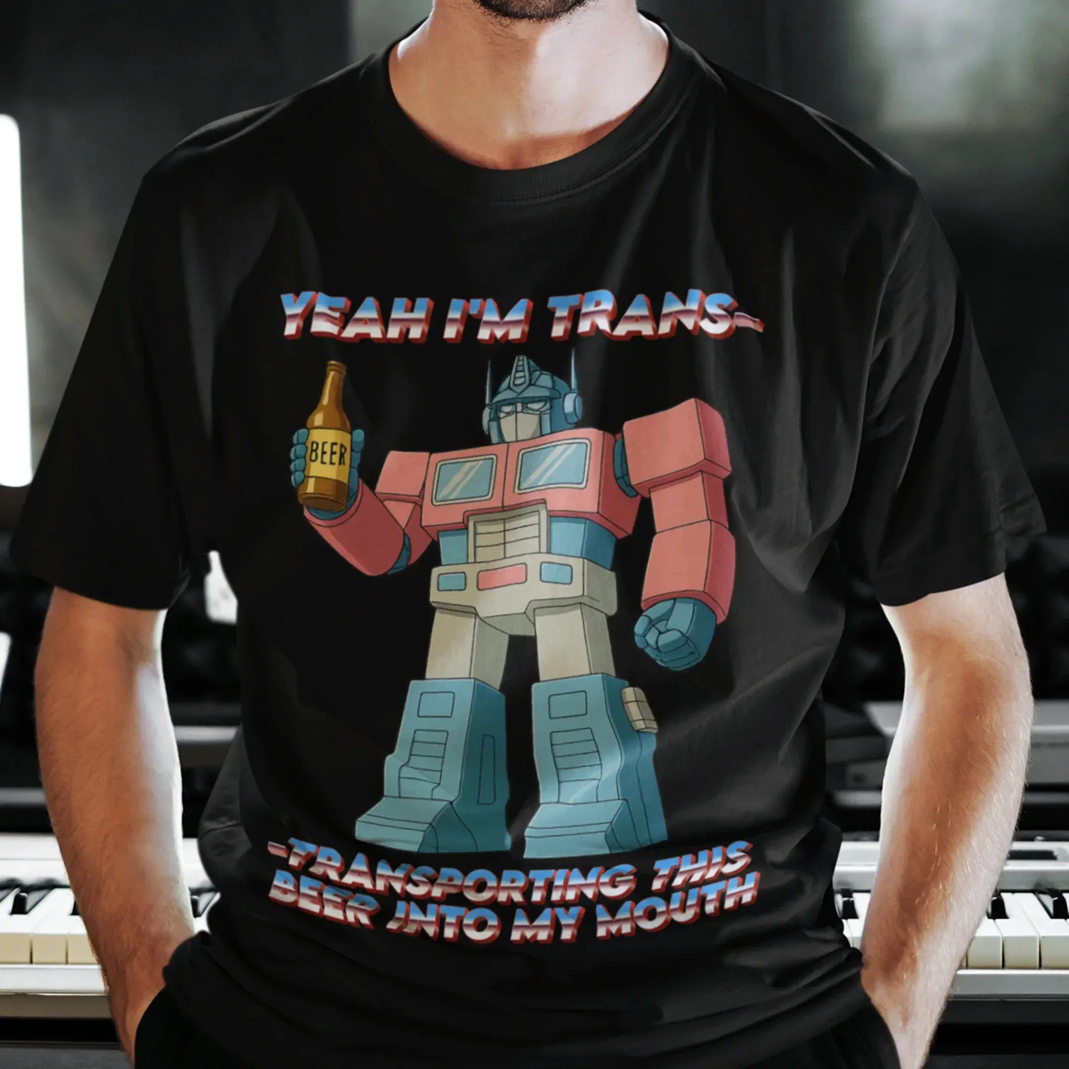 Yeah I'm trans- transporting this beer into my mouth T-Shirt - Image 7