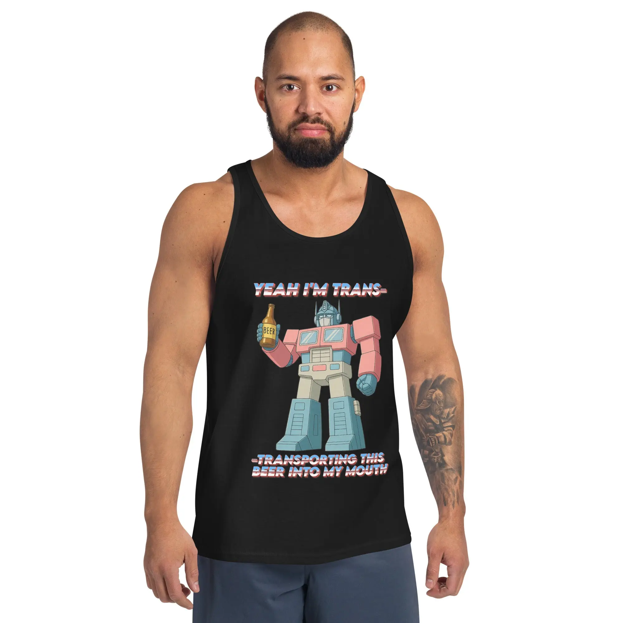 Yeah I'm trans- transporting this beer into my mouth Tank Top - Image 4