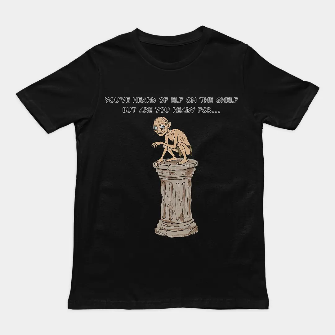 You've heard of elf on the shelf but are you ready for Gollum on a Collumn T-Shirt - Image 2